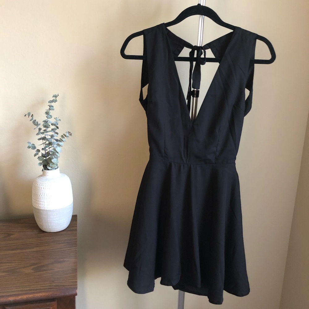 Open Back Black Cocktail Dress